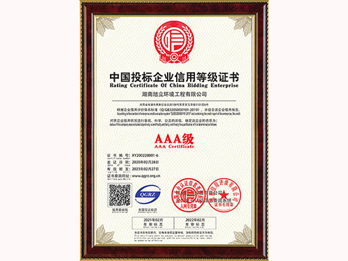 中國(guó)投標(biāo)企業(yè)信用等級(jí)證書